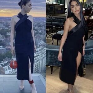 Zara Studio Tuxedo Halter Midi Dress Limited Edition